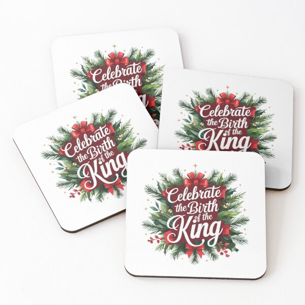 Item preview, "Celebrate the Birth of the King" Christmas Wreath Logo | Watercolor Ribbon and Pine Design designed and sold by Gahyl7.