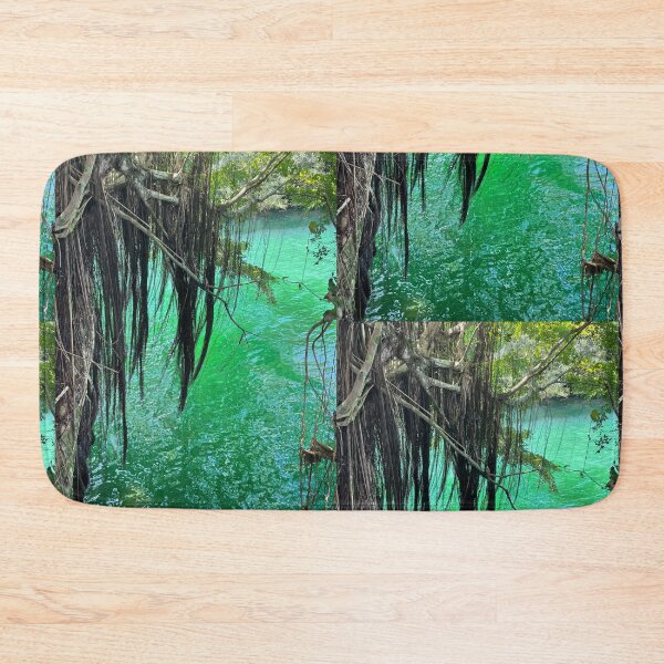 Item preview, Hanging Tree Roots Over Shimmering Emerald Green Water designed and sold by TrisaThyme.