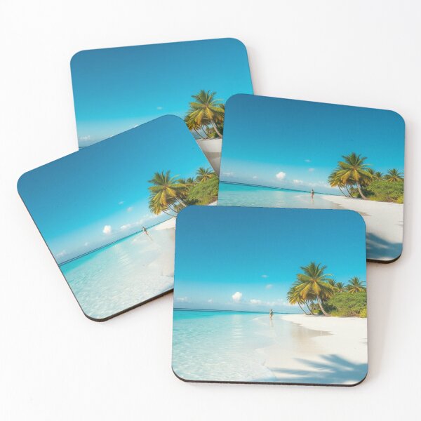 Item preview, Crisp Blue Ocean and White Sand Beach with Palm Tree Shade designed and sold by Jade Ado.