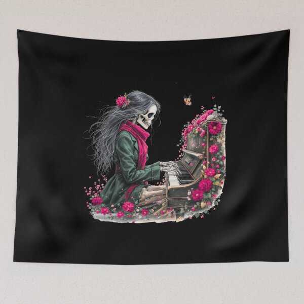 Item preview, Skeleton Pianist Girl – Winter Romance | Elegant Christmas Skeleton Design designed and sold by ColorSplash123.