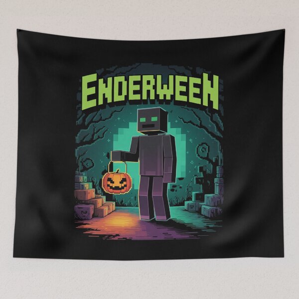 Item preview, ENDERWEEN Enderman Halloween Pun | Pixel Game Art Jack O' Lantern Mob | Voxel Gamer Trick or Treat Design designed and sold by pixelpopplanet.