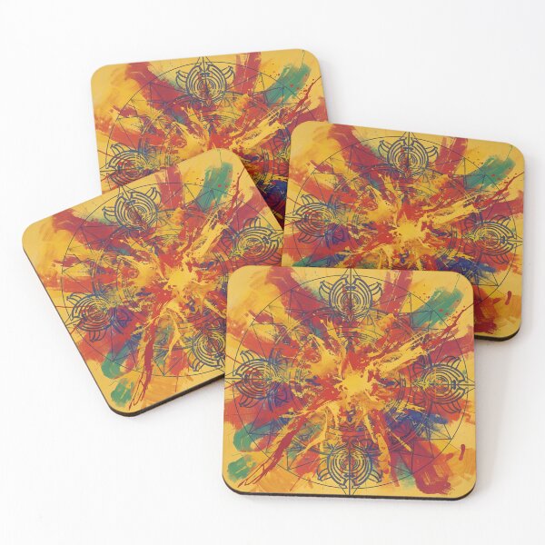 Item preview, Abstract expressionism or geometric art that primarily uses rich, traditional Indian colors (turmeric yellow, deep red, saffron, indigo). designed and sold by DrmartDesigns.
