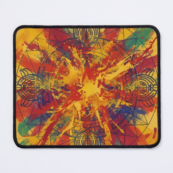 Item preview, Abstract expressionism or geometric art that primarily uses rich, traditional Indian colors (turmeric yellow, deep red, saffron, indigo). designed and sold by DrmartDesigns.