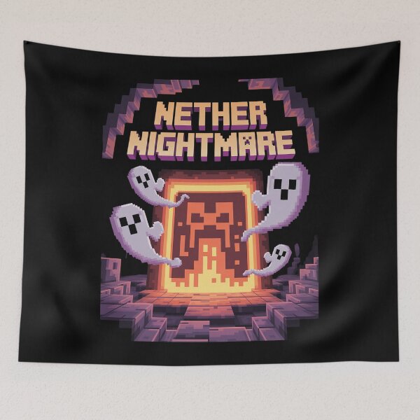 Item preview, NETHER NIGHTMARE Voxel Portal | Pixel Game Art Ghost Creeper Face | Spooky Gamer Horror Design designed and sold by pixelpopplanet.
