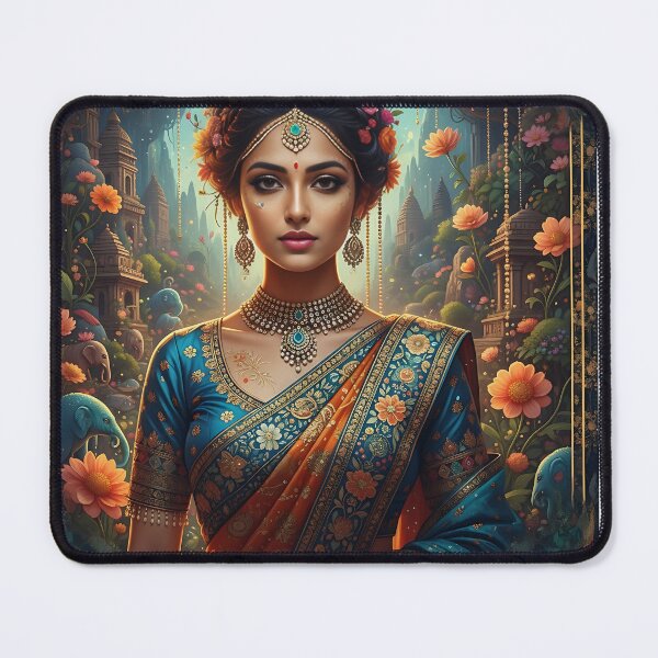 Item preview, Portraits that celebrate the strength, beauty, or traditional/contemporary attire of Indian women, sometimes with a surreal or maximalist touch. designed and sold by DrmartDesigns.