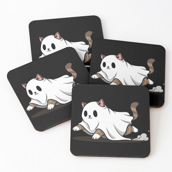 Item preview, Cute Cat Ghost Running Graphic Halloween Art designed and sold by SillyPawsStudio.