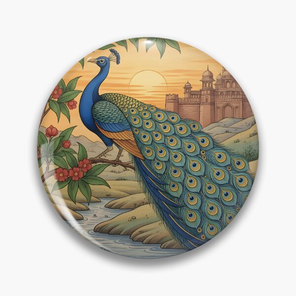Item preview, peacock on a brach indian classical painting  designed and sold by DrmartDesigns.