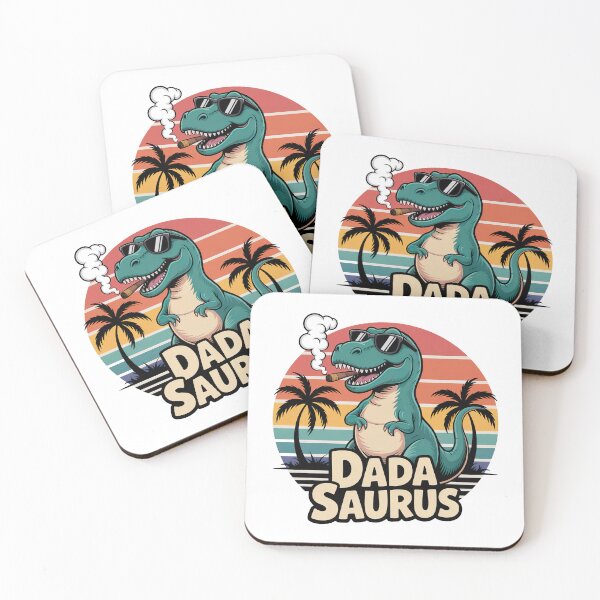 Item preview, Dada Saurus Retro Sunset T‑Shirt – Cool Dinosaur Dad Gift designed and sold by graphic-genie.