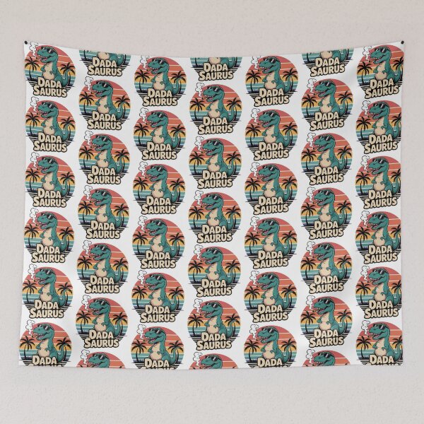 Item preview, Dada Saurus Retro Sunset T‑Shirt – Cool Dinosaur Dad Gift designed and sold by graphic-genie.