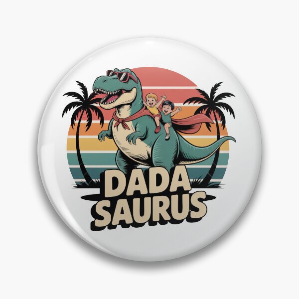 Item preview, Dada Saurus Retro Sunset T‑Shirt – Cool Dinosaur Dad Gift designed and sold by graphic-genie.