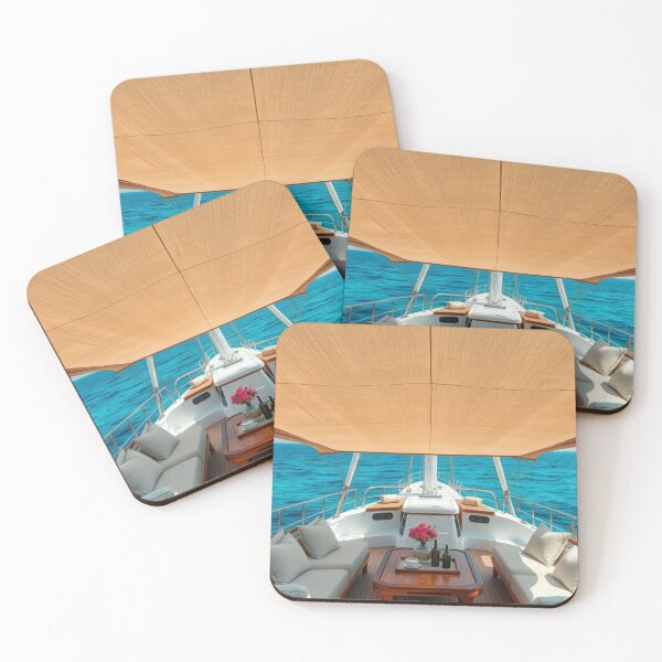 Item preview, Turquoise Sea View from Luxury Sailboat Deck Under Golden Canopy designed and sold by Vida e Arte.