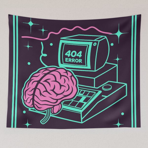 Item preview, Brain Offline 404 Error | Just Vibes | Neon Cyberpunk Mental Health Art | Funny Tech Humor designed and sold by Taanva.