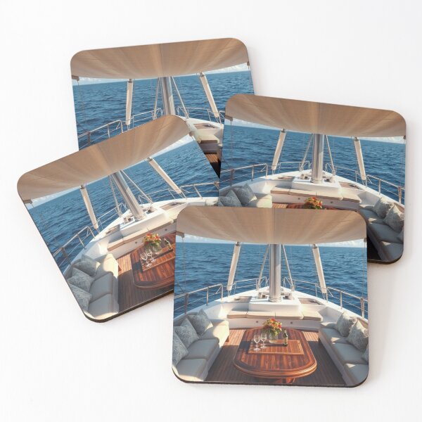 Item preview, Intimate Luxury Sailboat Deck | Rounded Table and Deep Blue Ocean View designed and sold by Jade Ado.