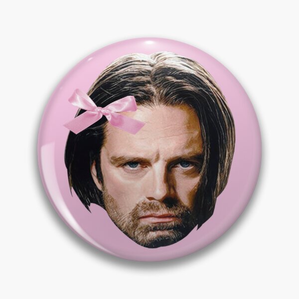 Item preview, Bucky Barnes Sebastian Stan Cute Head Pink Bow Sticker designed and sold by drianacore.