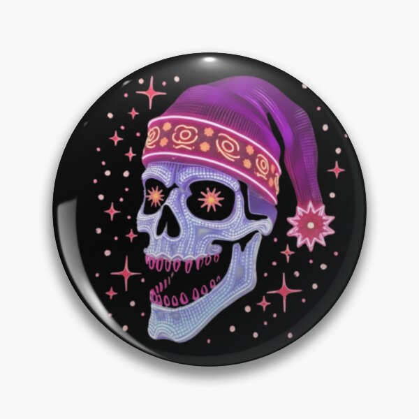 Item preview, Neon Christmas Skull in Santa Hat  designed and sold by UniqueCharms.