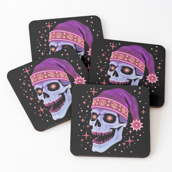 Item preview, Neon Christmas Skull in Santa Hat  designed and sold by UniqueCharms.