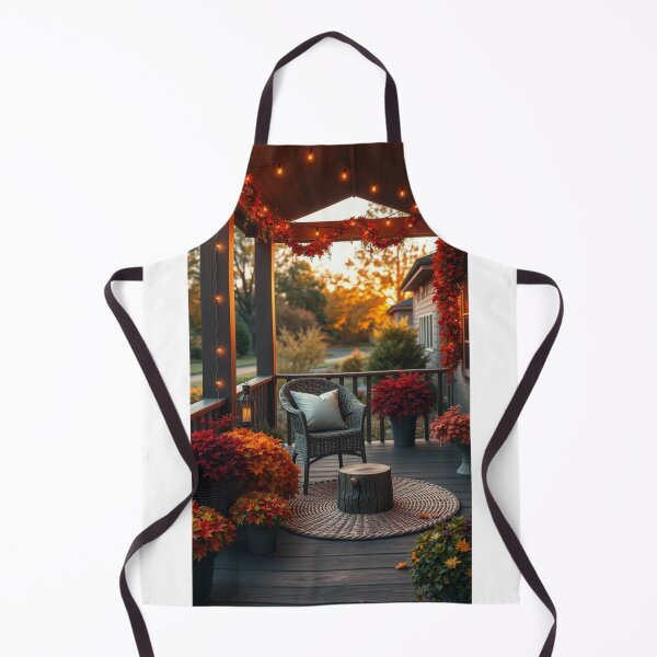 Item preview, Cozy Autumn Porch Retreat at Sunset | Fall Foliage and String Lights designed and sold by Vida e Arte.