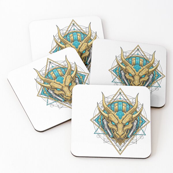 Item preview, Aureum Drakon — Cyber Geometric Dragon Logo (Gold & Teal) designed and sold by DONXX.