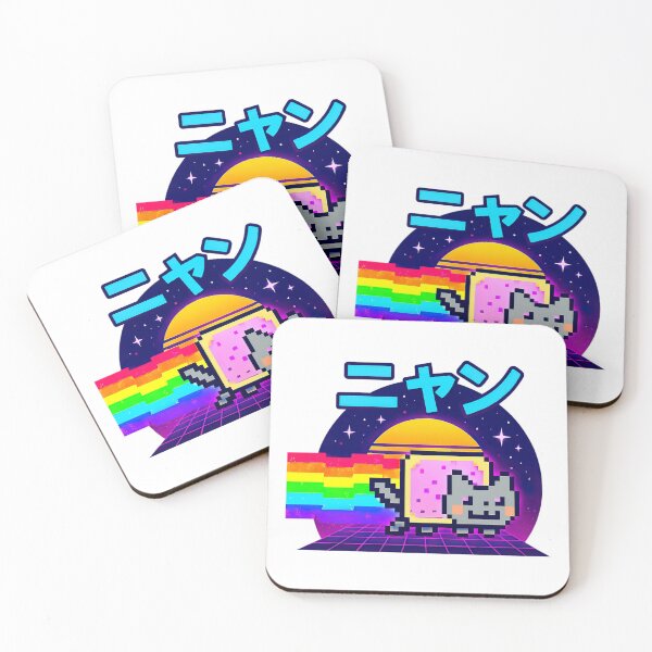 Item preview, Nyan Cat, Neon Grid Retro Aesthetic, Nyan written in Japanese katakana characters designed and sold by graphic-genie.