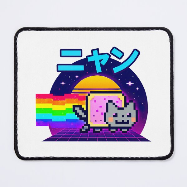Item preview, Nyan Cat, Neon Grid Retro Aesthetic, Nyan written in Japanese katakana characters designed and sold by graphic-genie.