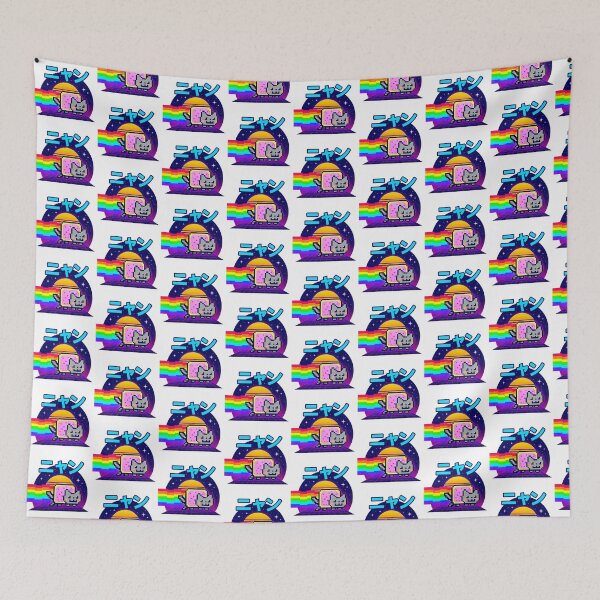 Item preview, Nyan Cat, Neon Grid Retro Aesthetic, Nyan written in Japanese katakana characters designed and sold by graphic-genie.