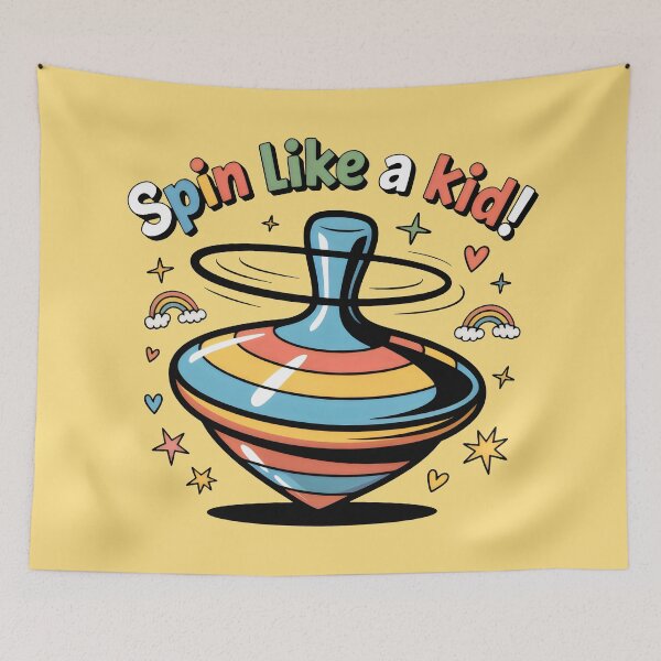 Item preview, Classic Spinning Top Surrounded by Stars, Hearts, and Mini Rainbows designed and sold by SplashTastic.