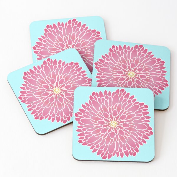 Item preview, Pink dahlia in bloom hand drawn botanical illustration designed and sold by tayaan.