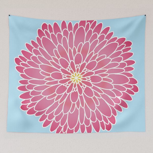 Item preview, Pink dahlia in bloom hand drawn botanical illustration designed and sold by tayaan.