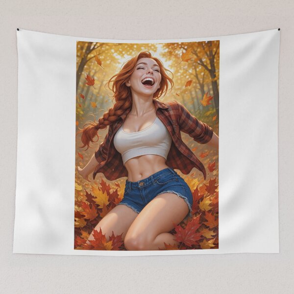 Item preview, Rowan Fletcher playing in autumn leaves  designed and sold by CathryneDelamort.