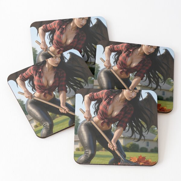 Item preview, Succubus raking autumn leaves   designed and sold by CathryneDelamort.