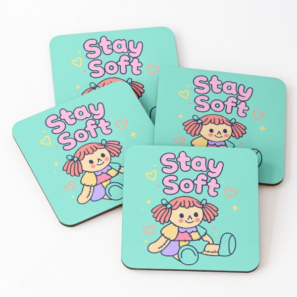 Item preview, Colorful Rag Doll Surrounded by Playful Icons and a Message of Softness designed and sold by SplashTastic.