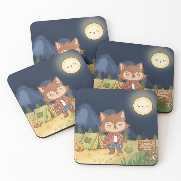 Item preview, Cute Werewolf Kawaii Camping Sticker Sheet designed and sold by Kakon-52.