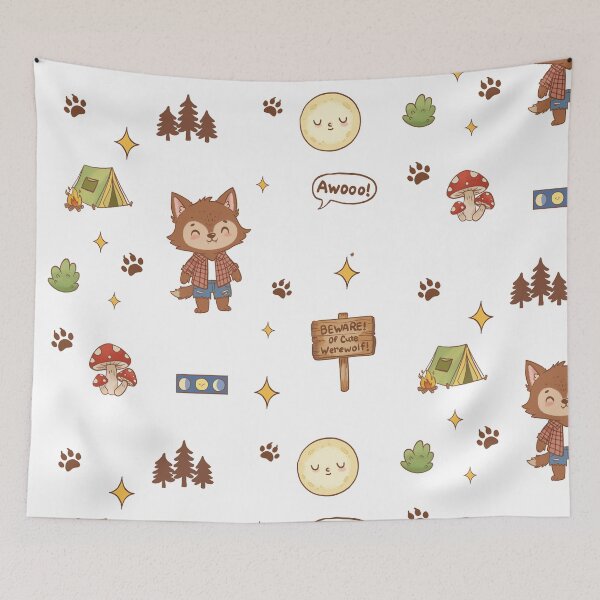 Item preview, Cute Werewolf Kawaii Camping Sticker Sheet designed and sold by Kakon-52.