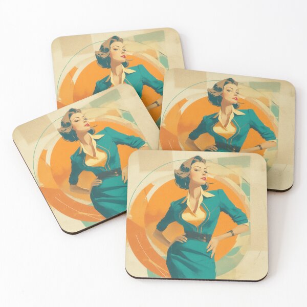 Item preview, The Teal Affair — Atomic Age Mid-Century Modern Retro Woman Art designed and sold by WartonnoArt.