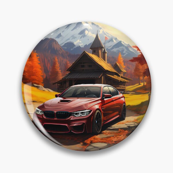 Item preview, Sports Sedan Parked By Rustic Chalet And Snowy Mountains designed and sold by RevUpDesign.