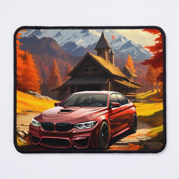 Item preview, Sports Sedan Parked By Rustic Chalet And Snowy Mountains designed and sold by RevUpDesign.