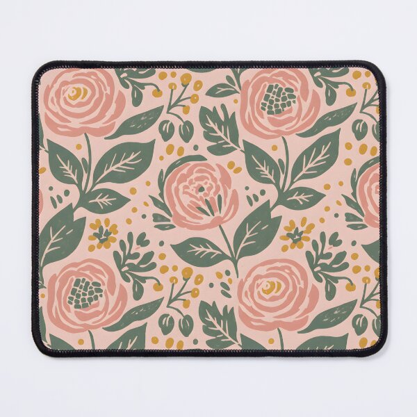 Item preview, Peach Garden – Pink Rose & Yellow Blossom Seamless Pattern designed and sold by HolmeProud.