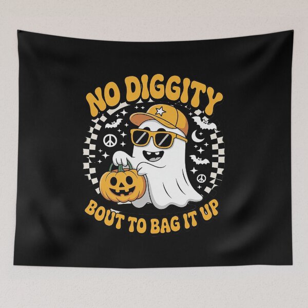 Item preview, Retro Halloween Ghost No Diggity Bout to Bag it Up Kids  designed and sold by HuValverdeArt.
