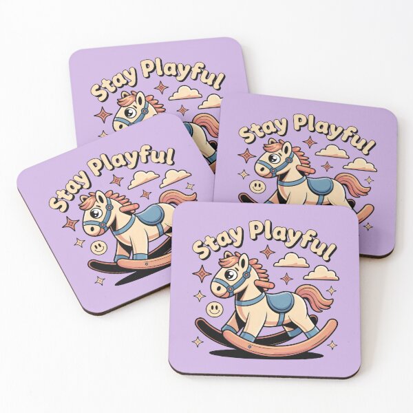 Item preview, Pastel-Colored Rocking Horse with Uplifting Message and Childlike Decorative Touches designed and sold by SplashTastic.
