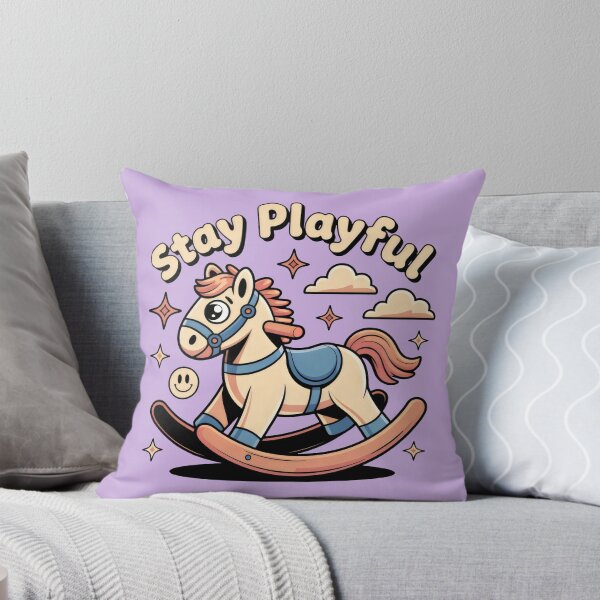 Item preview, Pastel-Colored Rocking Horse with Uplifting Message and Childlike Decorative Touches designed and sold by SplashTastic.