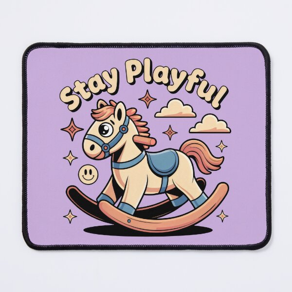 Item preview, Pastel-Colored Rocking Horse with Uplifting Message and Childlike Decorative Touches designed and sold by SplashTastic.