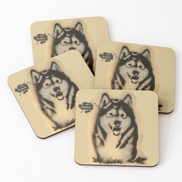 Item preview, A husky lies in the grass designed and sold by marysfarbklecks.