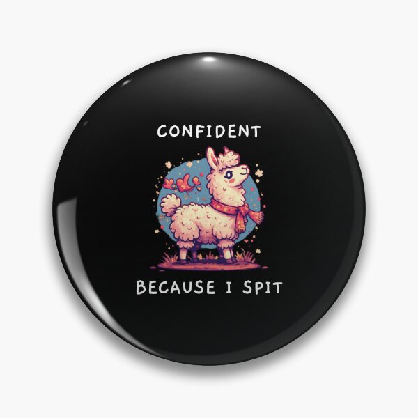 Artikelvorschau, Lustiges Lama "Confident Because I Spit" Spruch entworfen und verkauft von NocturaPrints.