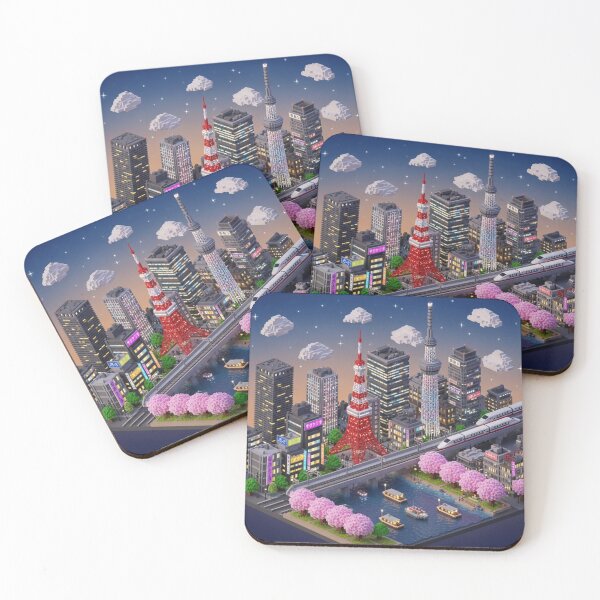 Item preview, Voxel Tokyo Nightscape – Modern City Lights and Streets of Japan designed and sold by monononeiro.