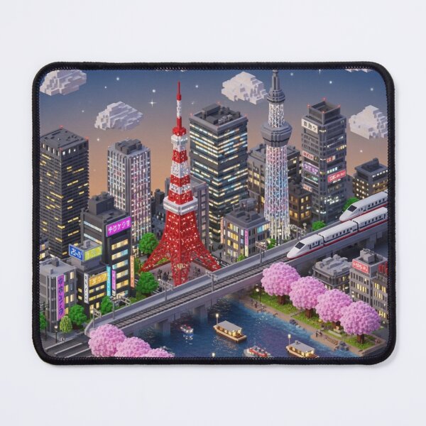 Item preview, Voxel Tokyo Nightscape – Modern City Lights and Streets of Japan designed and sold by monononeiro.