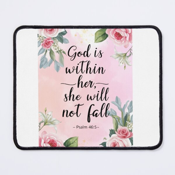 Item preview, God Is Within Her She Will Not Fall - Psalm 46:5 Christian Wall Art | Faith Inspirational Scripture Print designed and sold by NoviaRobert.
