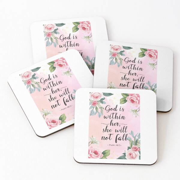 Item preview, God Is Within Her She Will Not Fall - Psalm 46:5 Christian Wall Art | Faith Inspirational Scripture Print designed and sold by NoviaRobert.