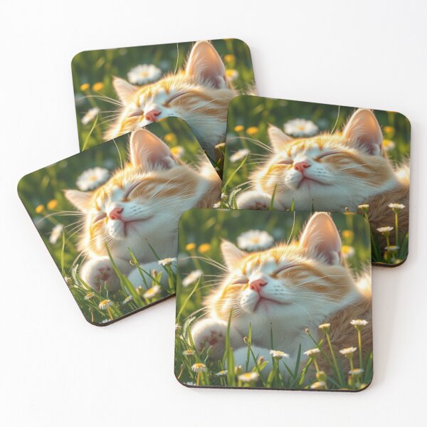Item preview, Pure Bliss | Contented Kitten Napping with Pink Paw Pad in Sunny Meadow designed and sold by Jade Ado.
