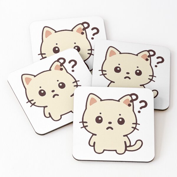 Item preview, Confused Kawaii Cat – Cute and Funny Perplexed Kitty Illustration designed and sold by SketchOnScreen.