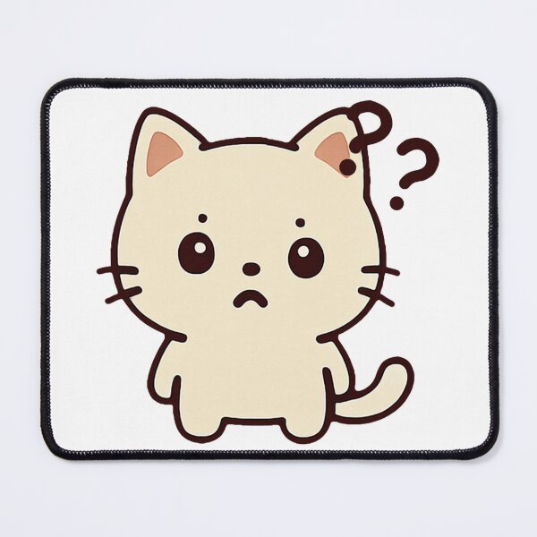 Item preview, Confused Kawaii Cat – Cute and Funny Perplexed Kitty Illustration designed and sold by SketchOnScreen.